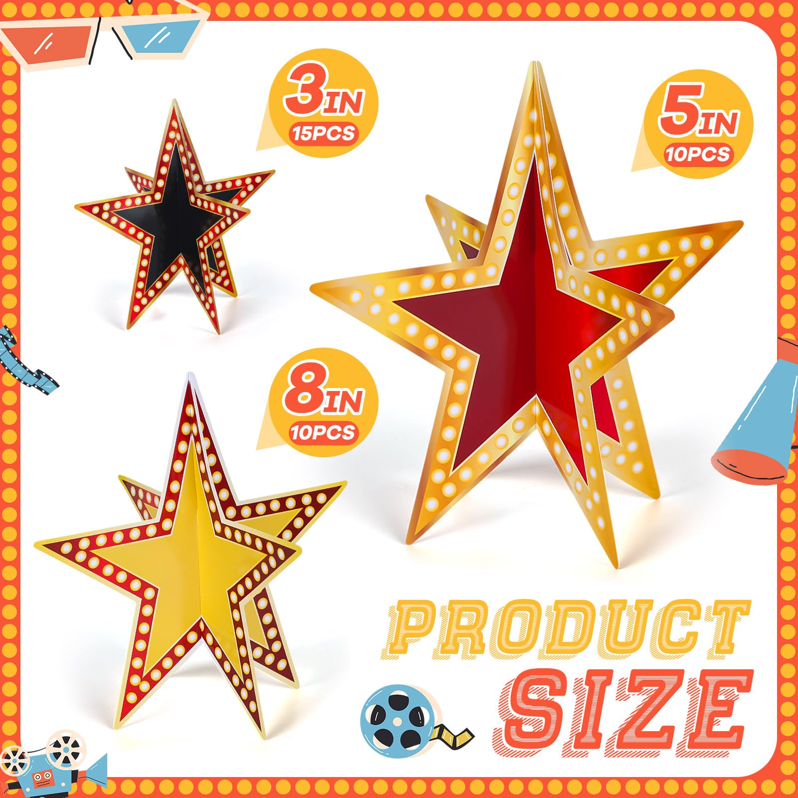 Sinload 3D glitter star 5inch centerpieces add compact sparkle for tables.
