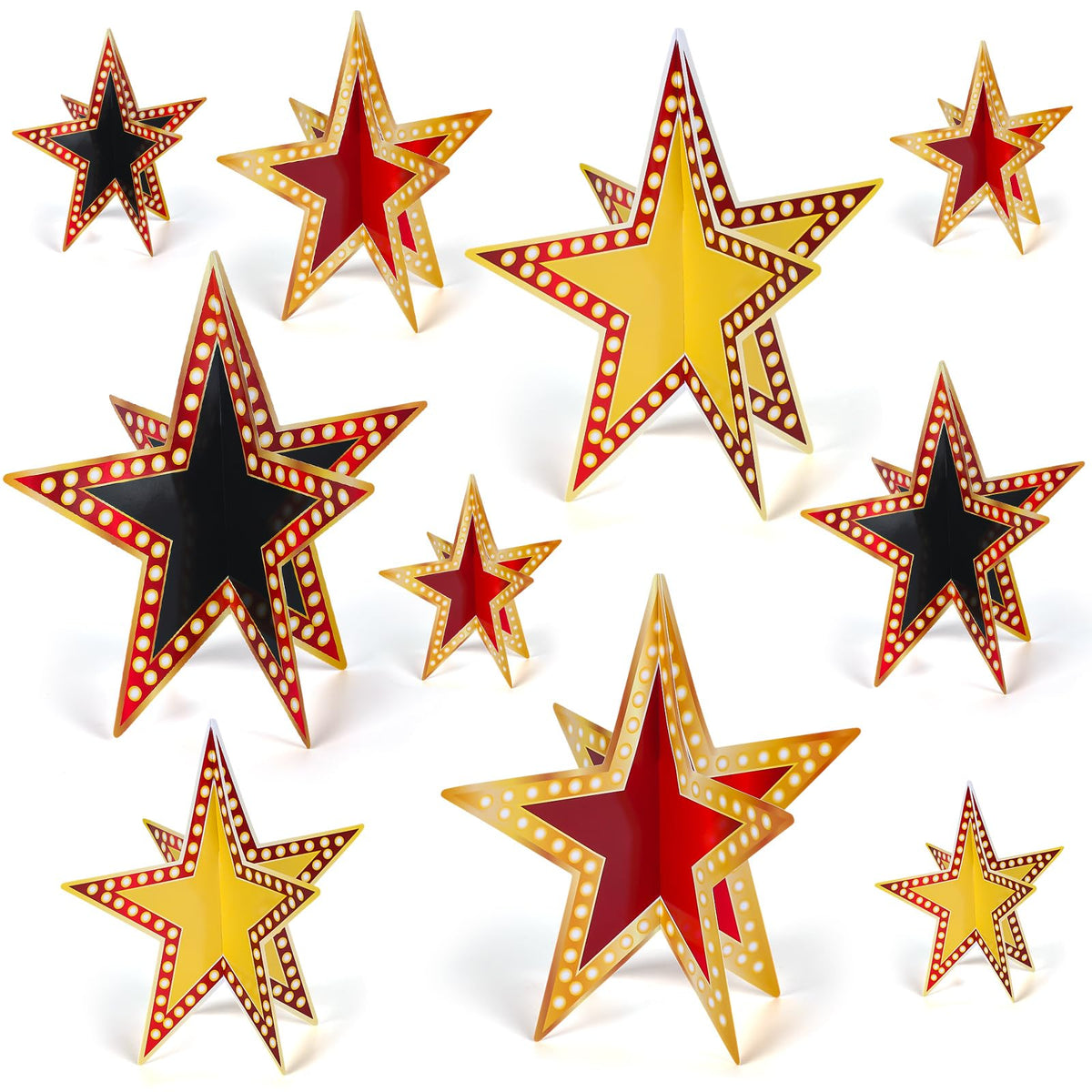 Sinload 3D glitter star 8inch centerpieces illuminate desks and classroom displays.