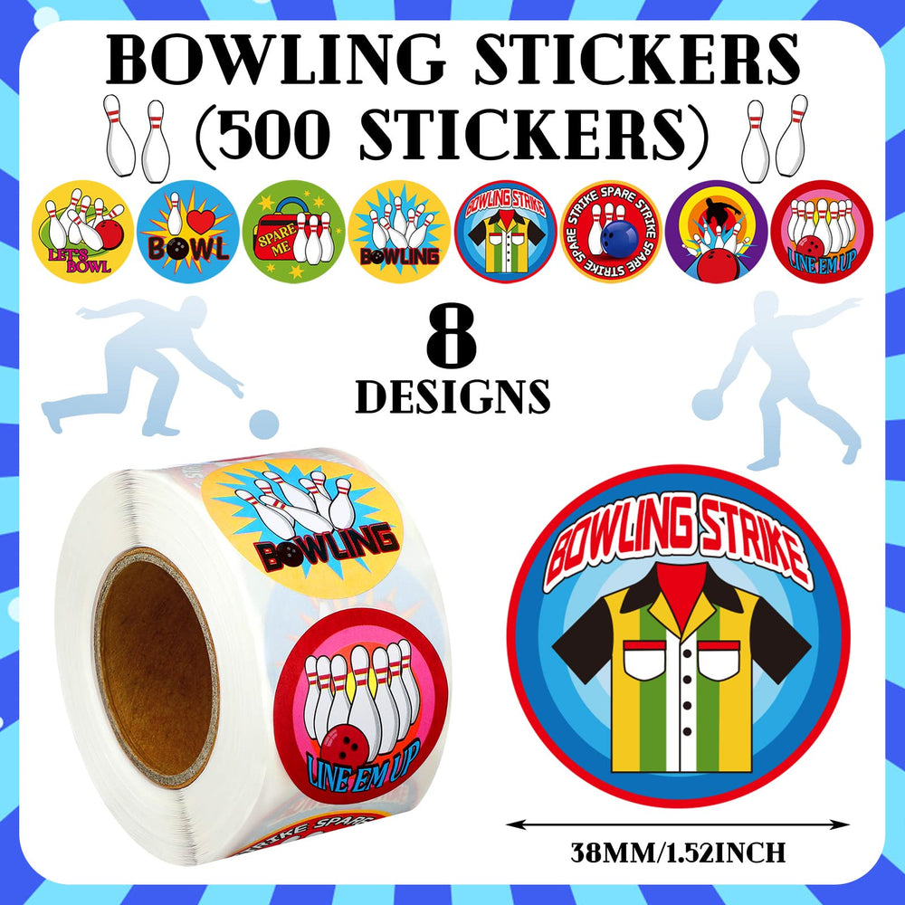 Sinmoe bowling stickers roll—vibrant designs ideal for envelopes and gift boxes.