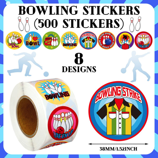 Sinmoe bowling stickers roll—vibrant designs ideal for envelopes and gift boxes.