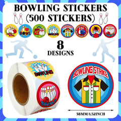 Sinmoe bowling stickers roll—vibrant designs ideal for envelopes and gift boxes.