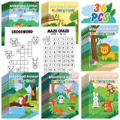 Sinmoe woodland animals mini activity book cover, ideal as party favor gift.