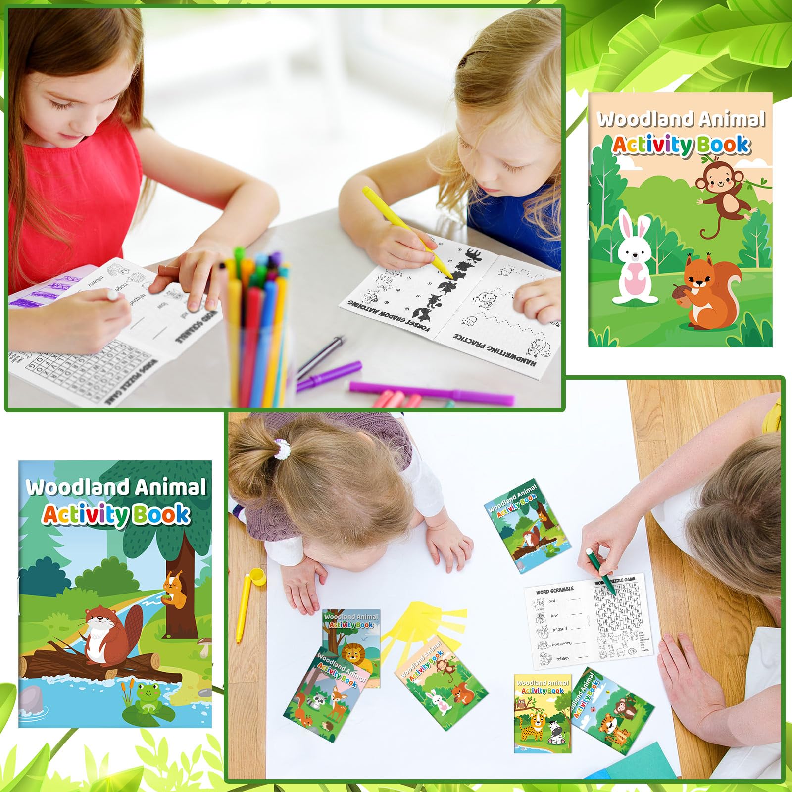 Sinmoe woodland animals mini activity book pocket size, easy to carry anywhere.