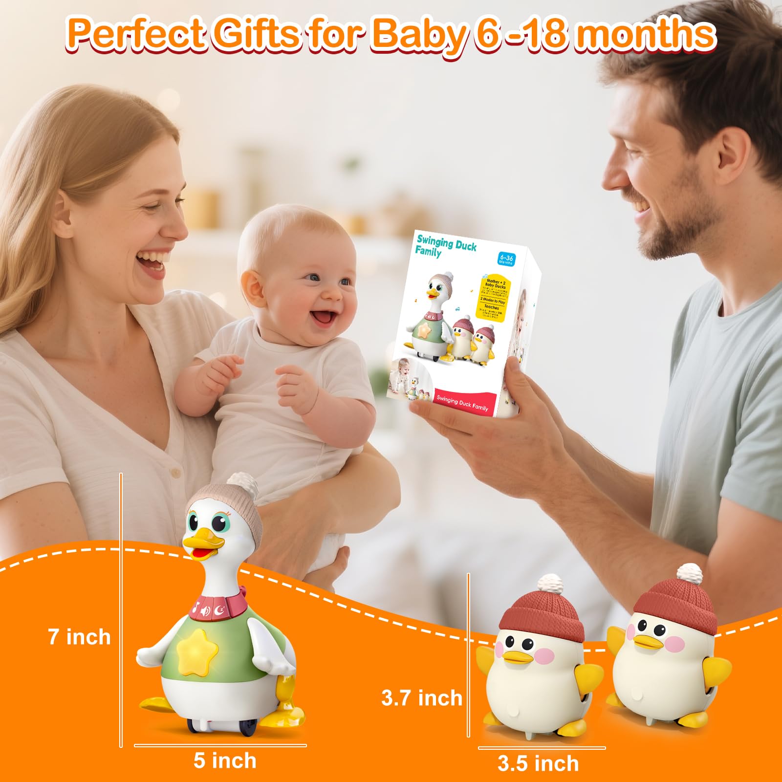 Sinpedex musical lullaby duck ready gift packaging for baby milestones.