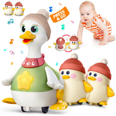 Sinpedex Musical Lullaby Duck with waddling action for interactive tummy time play and hand-eye coordination.