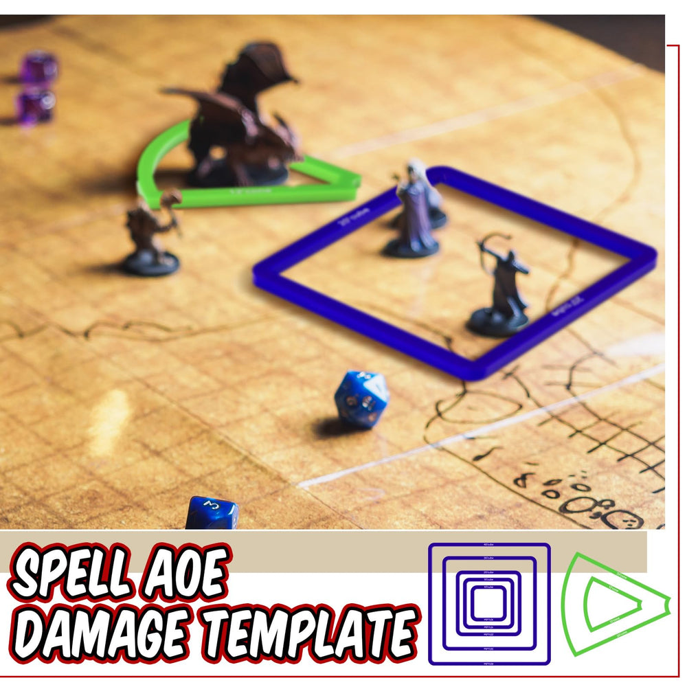 Sintuff AoE templates in use on a gaming map for quick range checks.