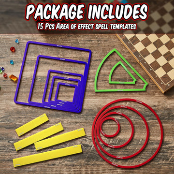 Sintuff circle templates highlight area effects for precise game measurements.