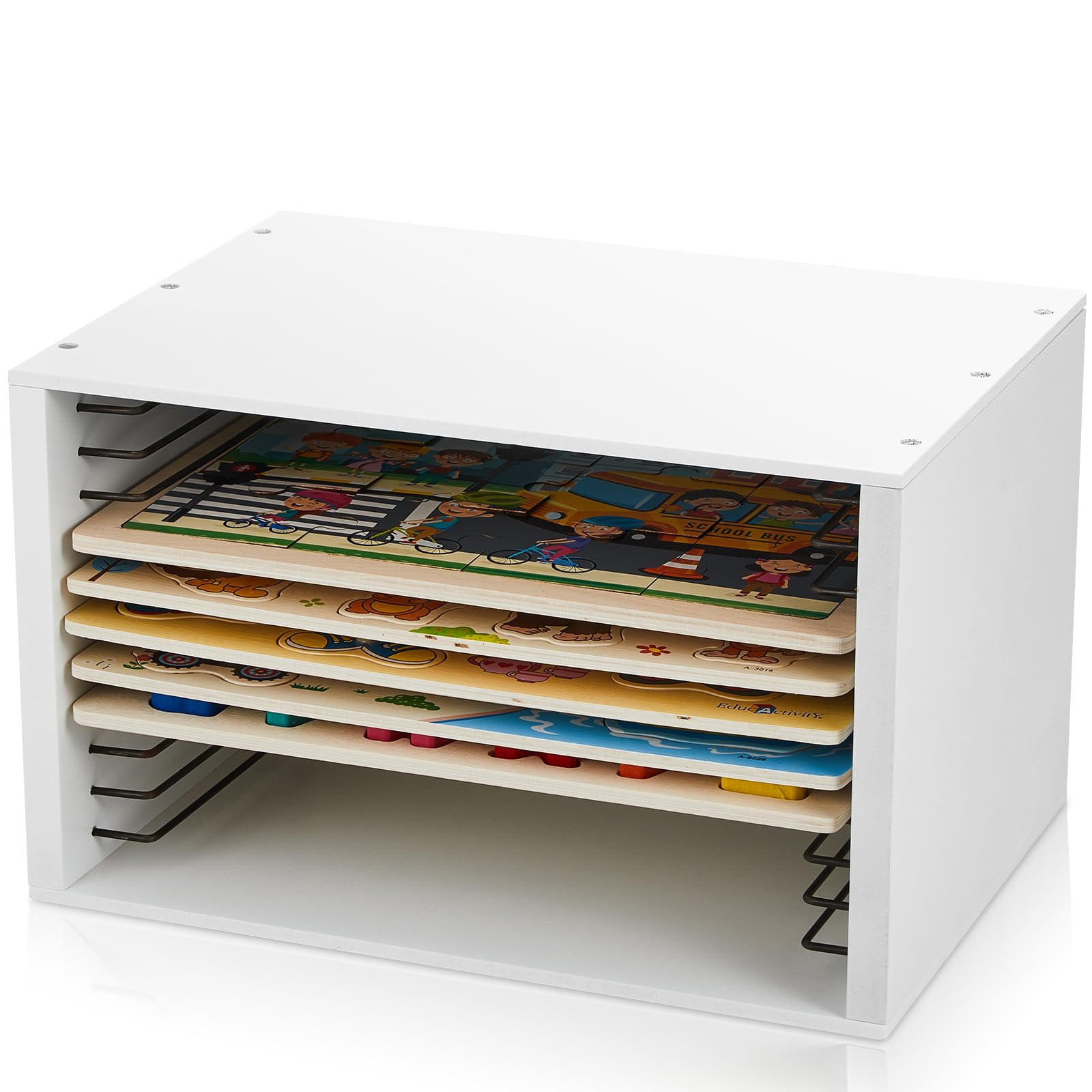 Sintuff puzzle holder rack wooden shows sturdy storage for neatly organized puzzles