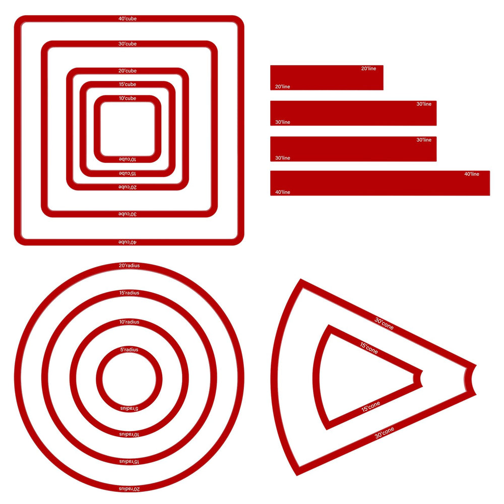 Sintuff spell templates cubes red for precise area effects on tabletop campaigns