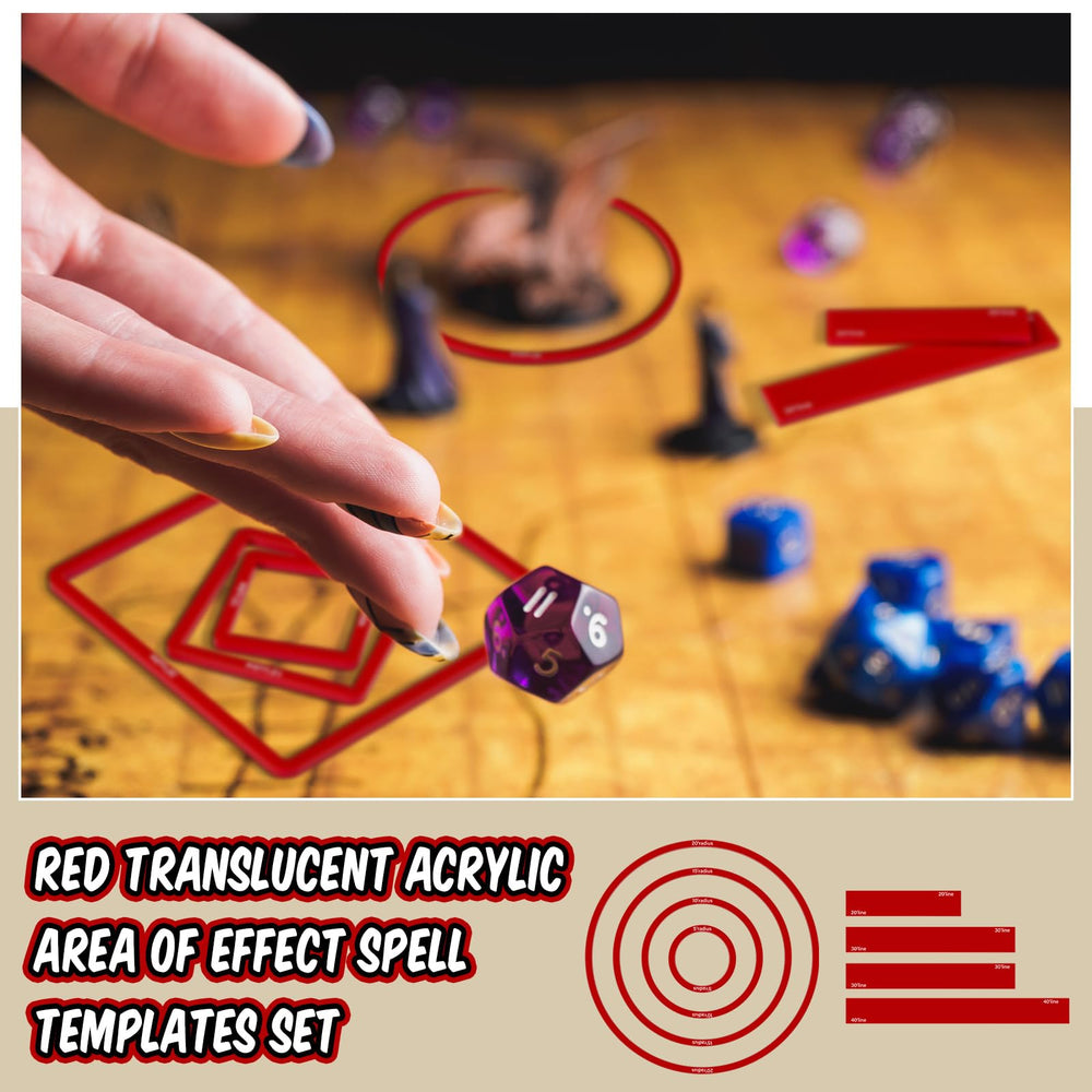 Sintuff spell template packaging red presents a ready-to-use RPG accessory