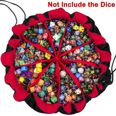 Nine compartments keep dice types neatly separated during sessions.