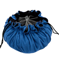 SIQUK drawstring dice bag being carried, highlighting portability.