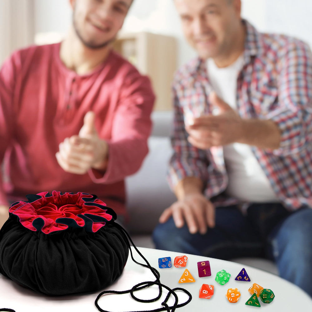 SIQUK bag in use at a tabletop setup for dice organization.
