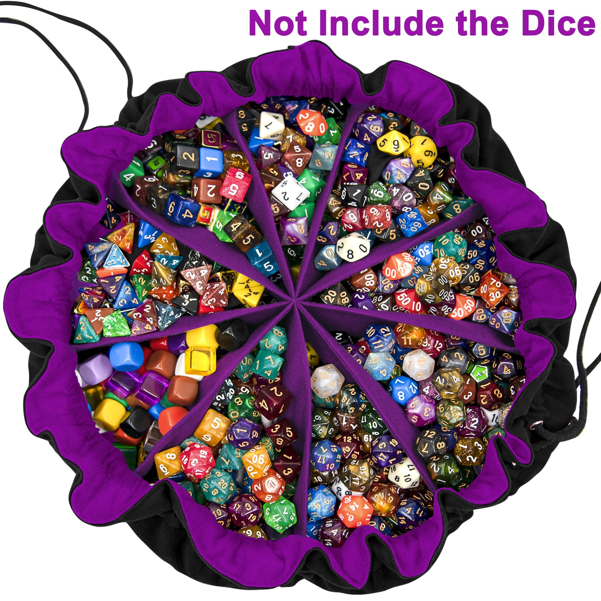 SIQUK dice bag nine compartments keep dice types sorted.
