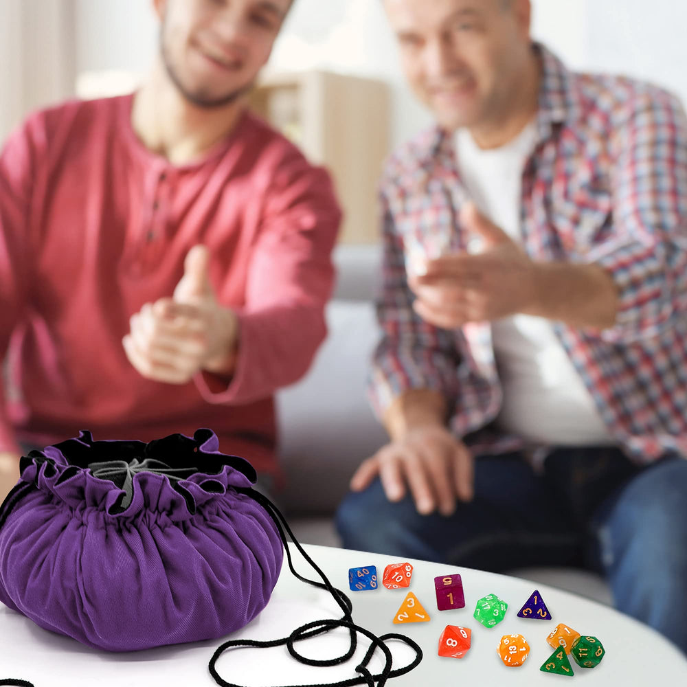 SIQUK dice bag close-up shows durable fabric and rich dark violet color