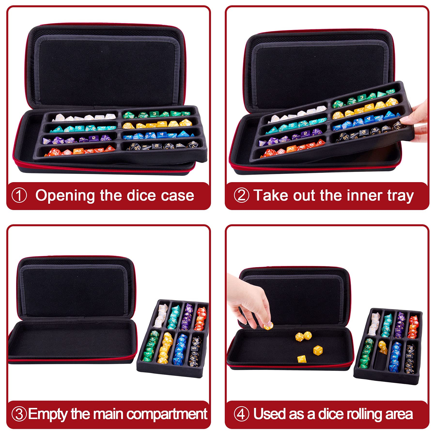 SIQUK dice storage case with carry handle for travel.