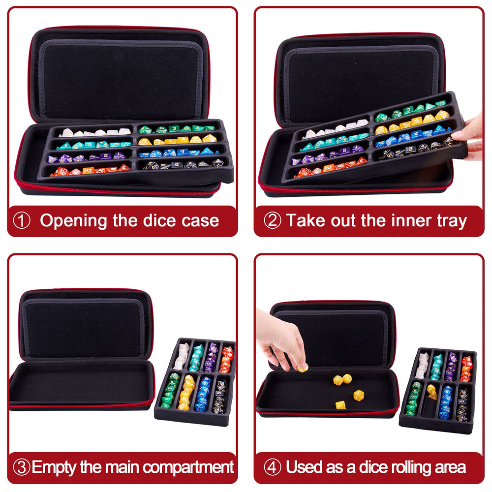SIQUK dice storage case with carry handle for travel.