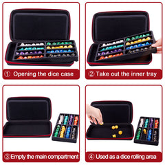 SIQUK dice storage case with carry handle for travel.