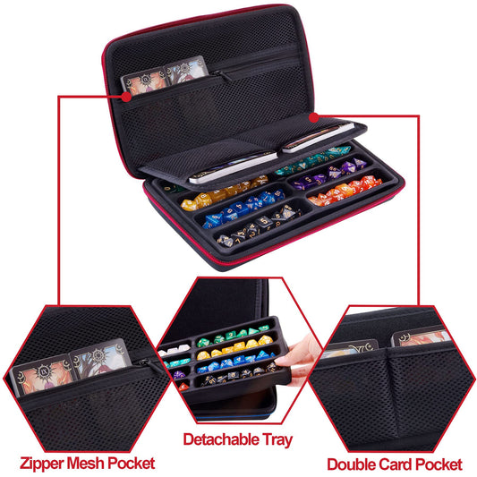 SIQUK dice storage case with removable tray doubles as a rolling surface.