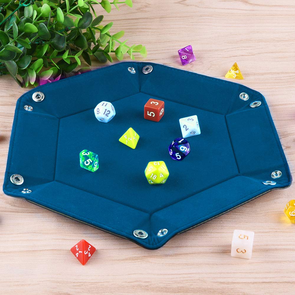 SIQUK hexagon dice tray folds flat for compact storage and travel