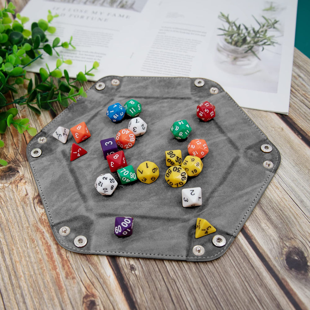 SIQUK hexagon dice tray collapsed for compact transport and storage.