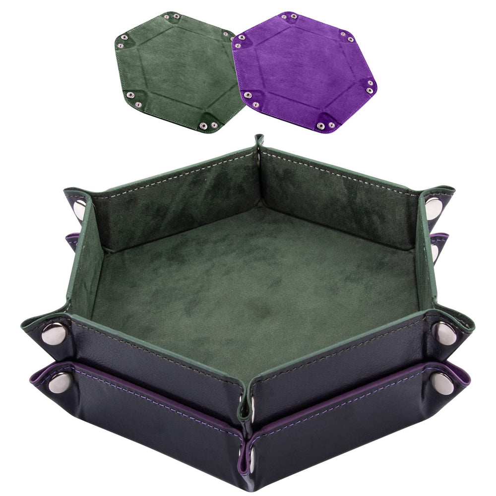 SIQUK dark green dice tray hexagon top view for organized RPG sessions