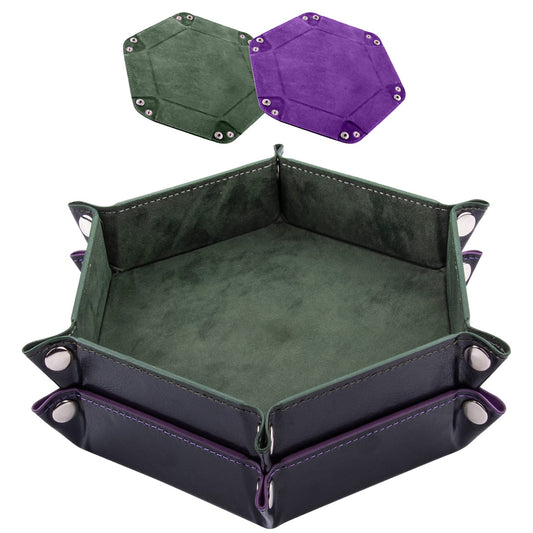 SIQUK dark green dice tray hexagon top view for organized RPG sessions