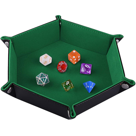 SIQUK folding hexagon dice tray closed for compact travel