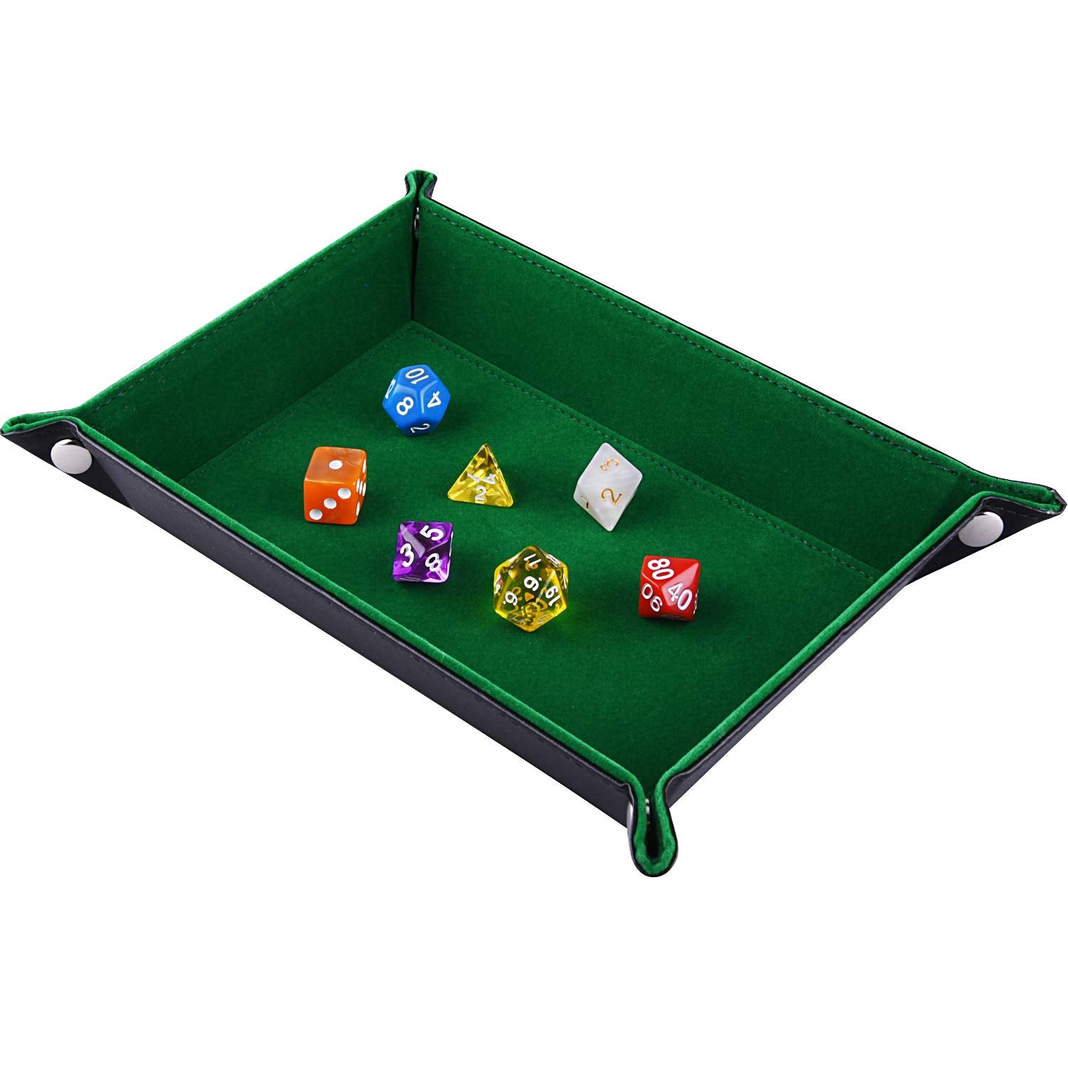 SIQUK dice tray folding rectangle with PU leather and velvet for secure dice rolls.