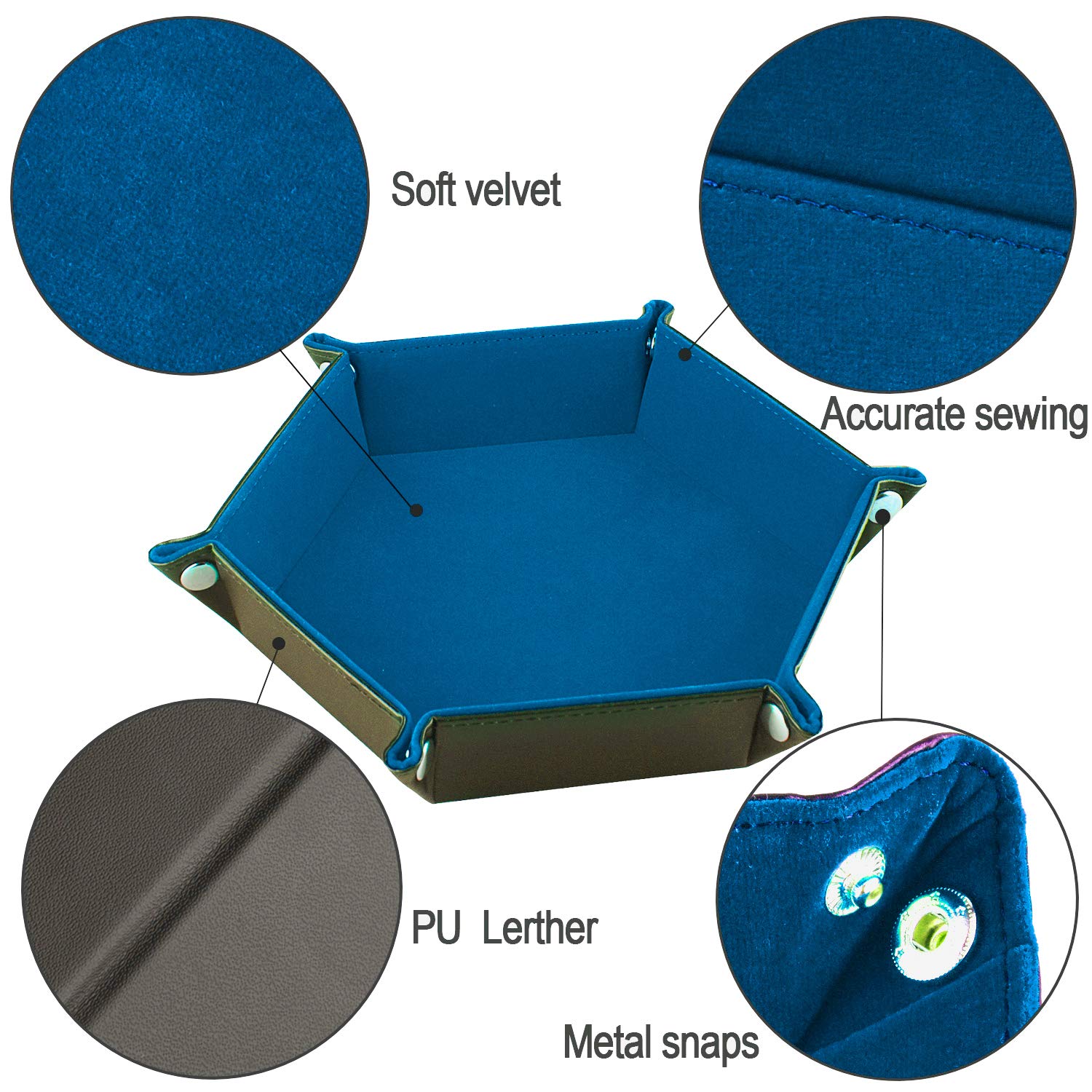 SIQUK folding hexagon tray with corner snaps for quick setup
