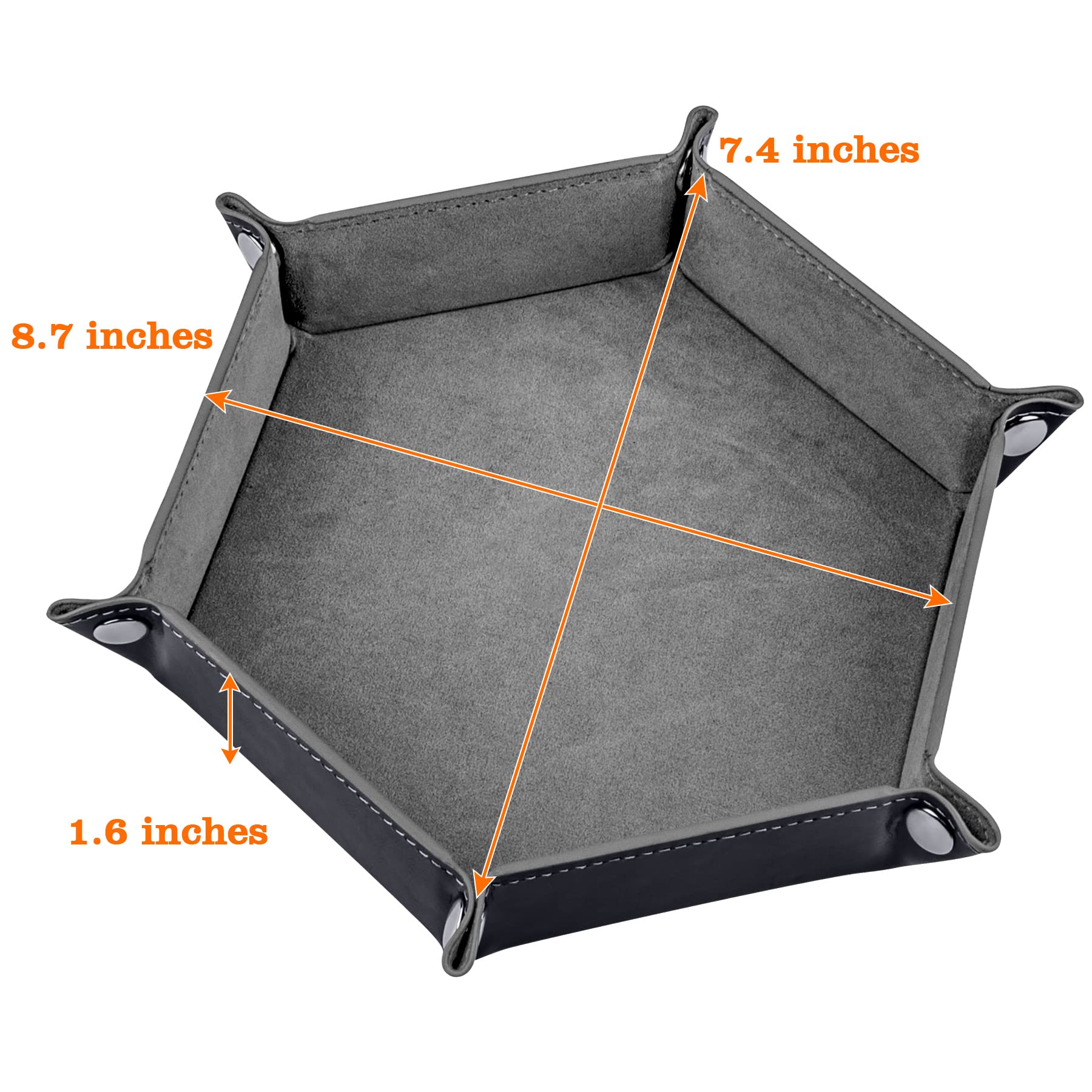 SIQUK gray hexagon dice tray with snap corners for quick setup.
