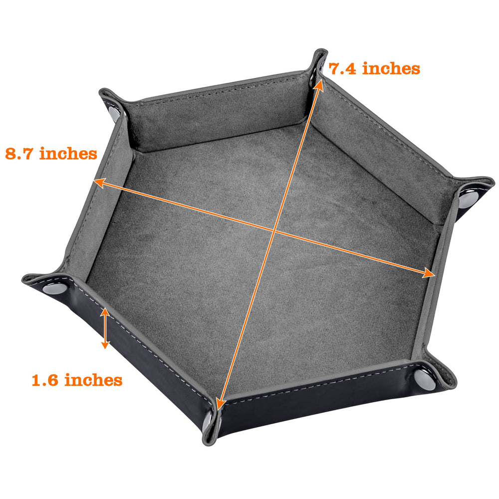 SIQUK gray hexagon dice tray with snap corners for quick setup.