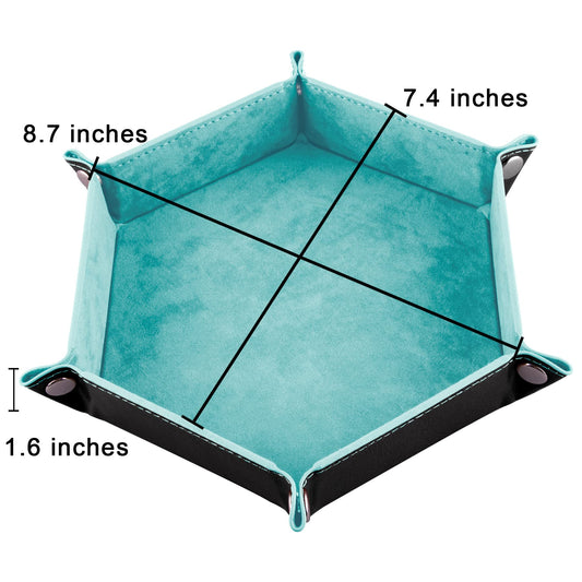 SIQUK dice tray hexagon in black with durable PU leather finish.
