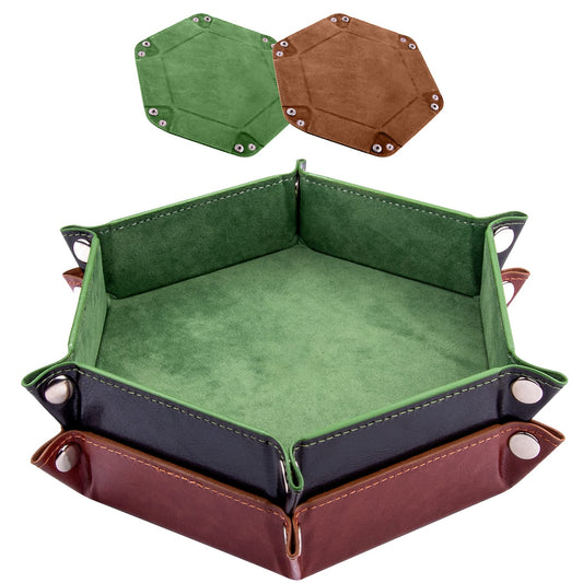 SIQUK dice tray hexagon folded snap for quick setup during RPG games