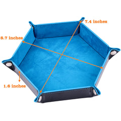 SIQUK hexagon folding dice tray in sky blue with snap closures for quick setup