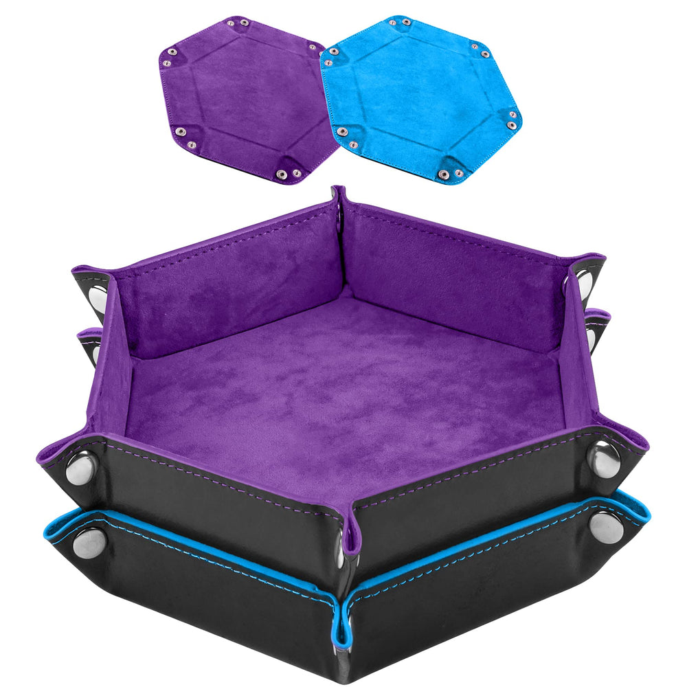 SIQUK hexagon folding dice tray in violet protects dice during RPG sessions