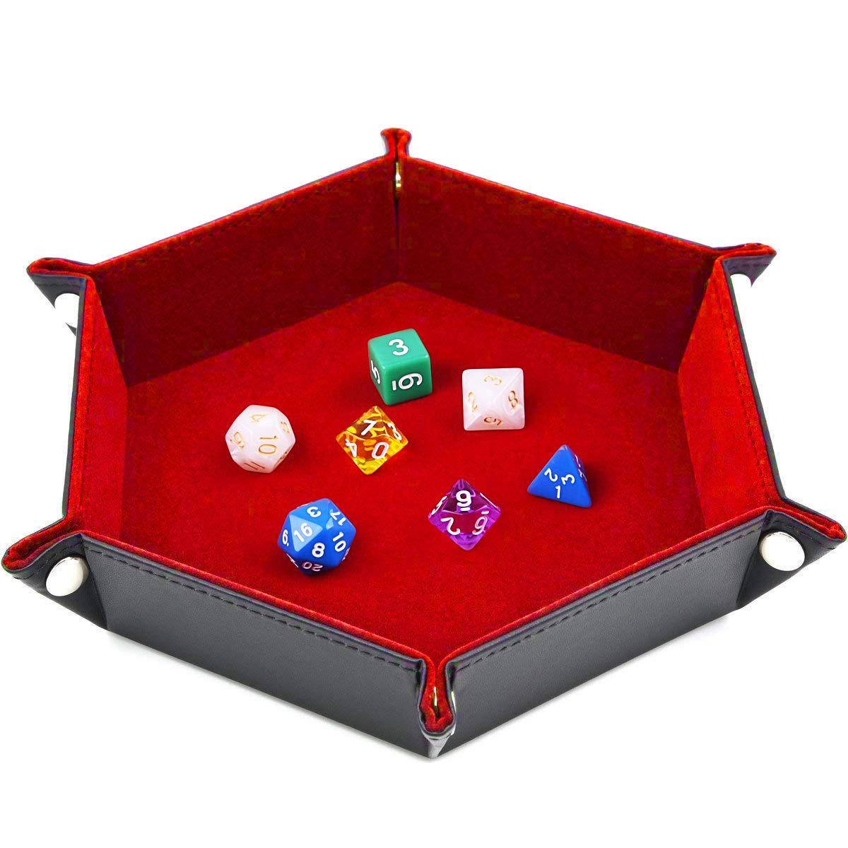 SIQUK dice tray hexagon folding keeps dice secure during gameplay