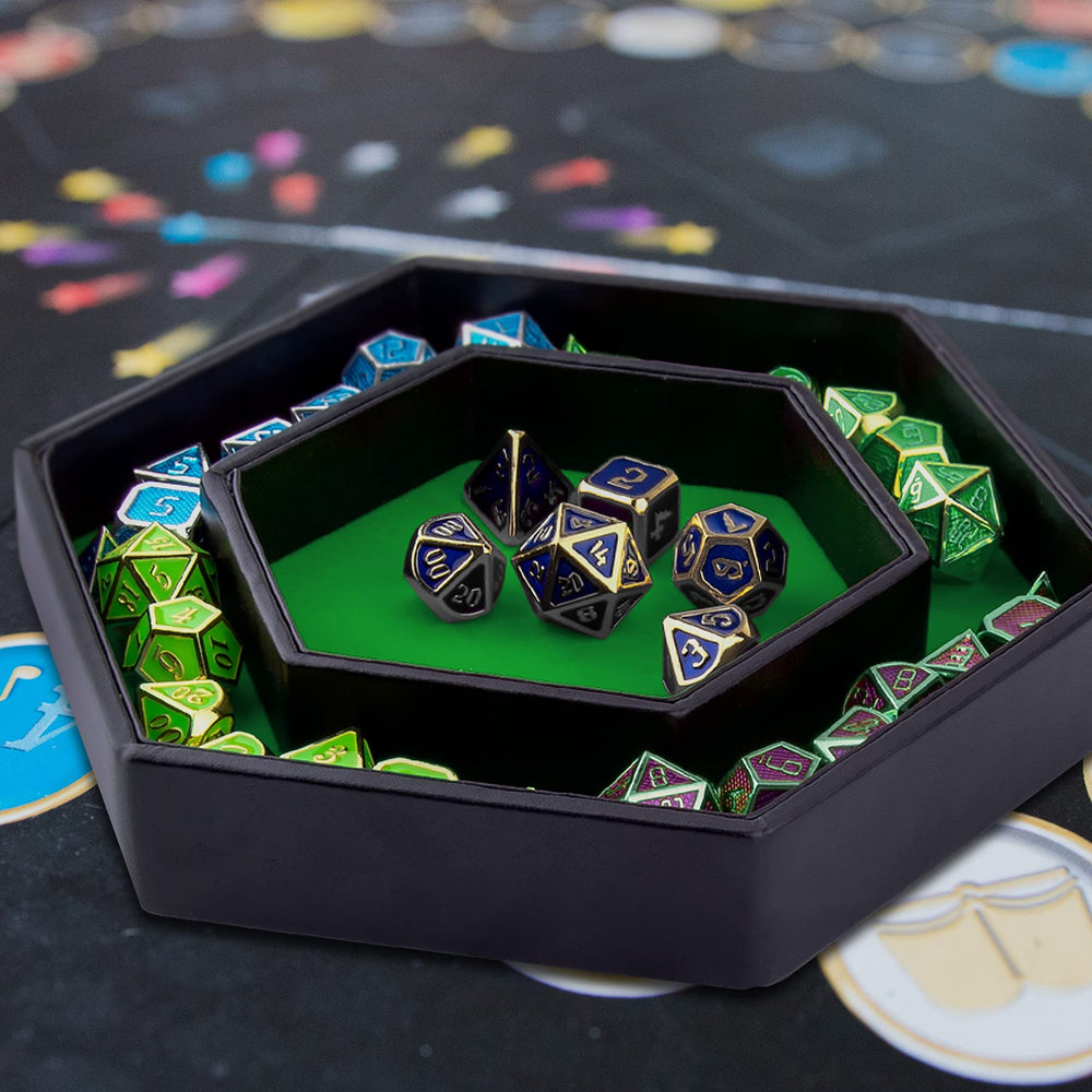 SIQUK hexagon dice tray size 8.07 x 7 x 1.2 inches for compact use