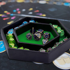 SIQUK hexagon dice tray size 8.07 x 7 x 1.2 inches for compact use