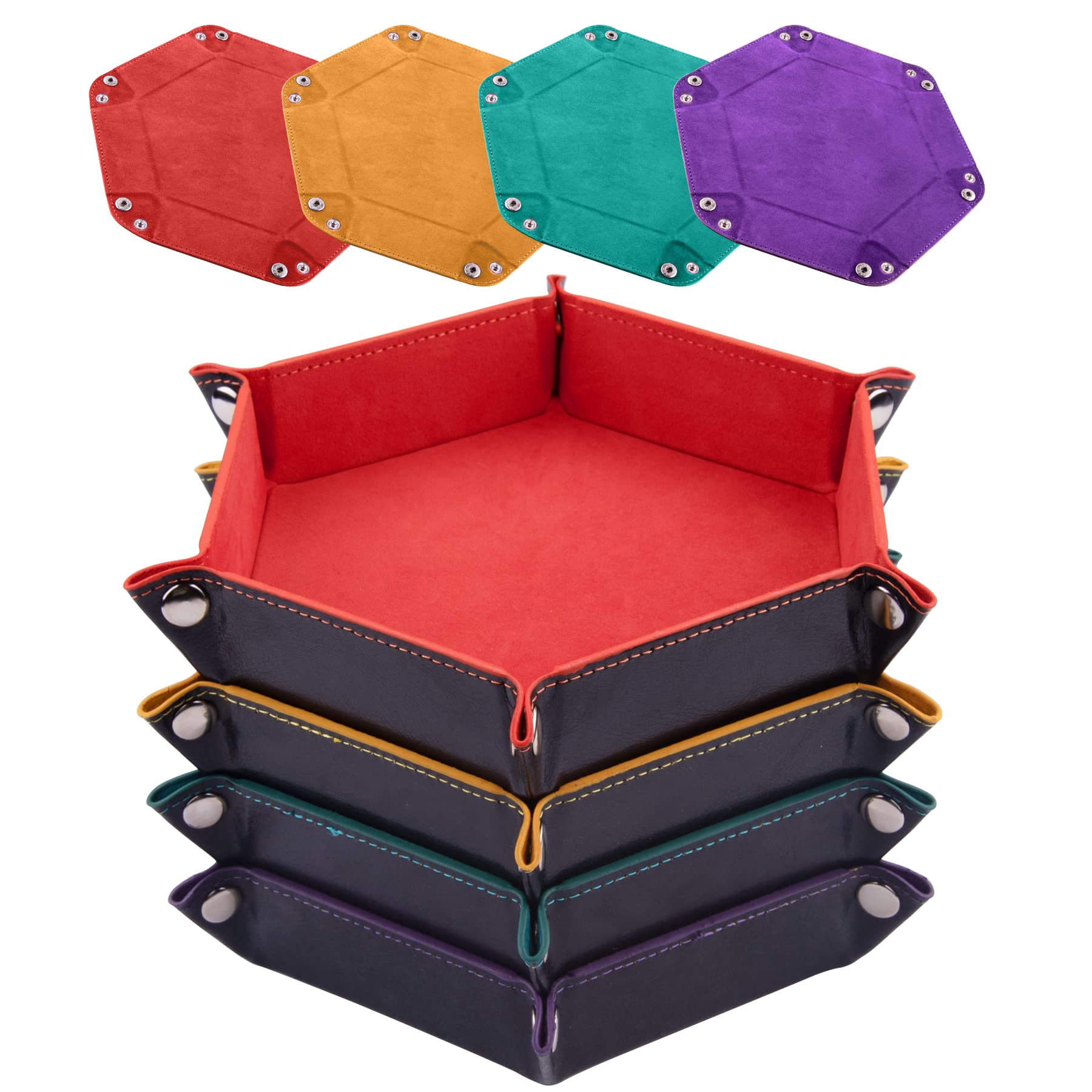 SIQUK hexagon orange dice tray with snap corners for stable dice rolls.
