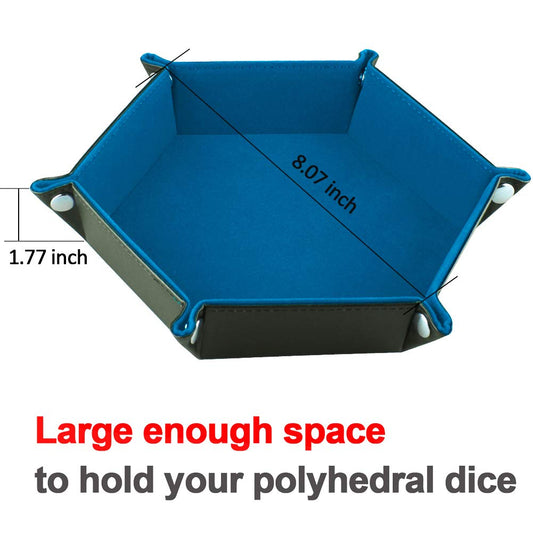SIQUK hexagon dice tray with PU leather exterior for durable edges
