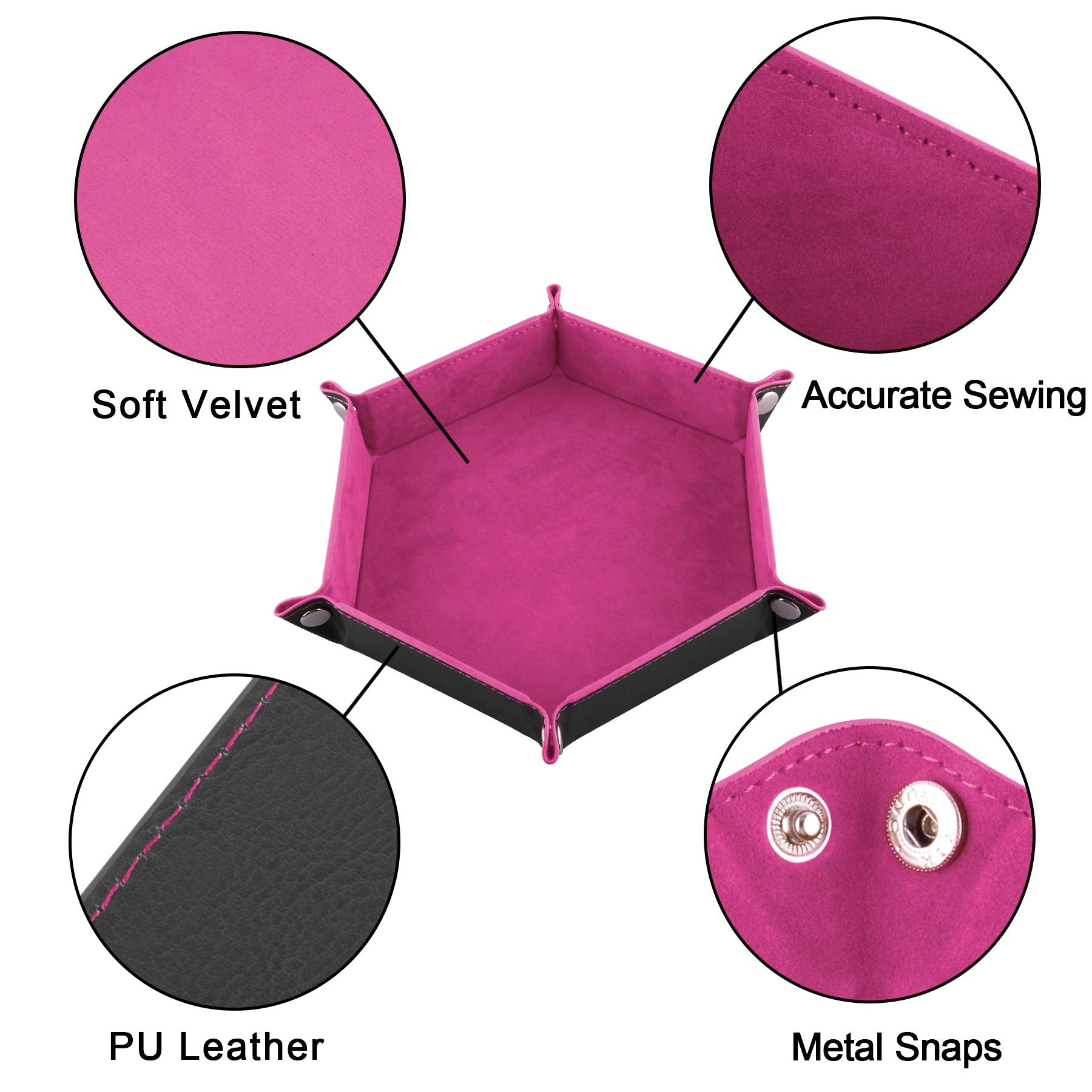 SIQUK dice tray hexagon violet protects surfaces while rolling polyhedral dice.