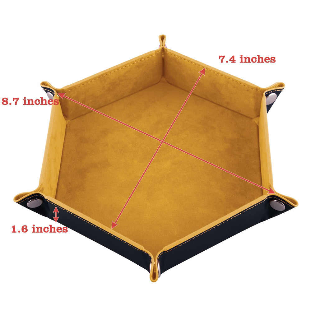 SIQUK hexagon yellow dice tray keeps dice contained during RPG sessions.
