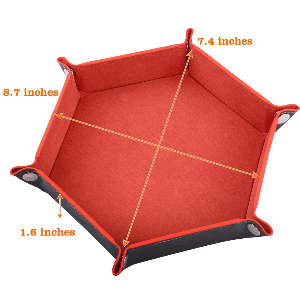 SIQUK dice tray orange folding hexagon, portable and space-saving.