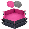 SIQUK pink hexagon dice tray with velvet lining for smooth, safe rolls.