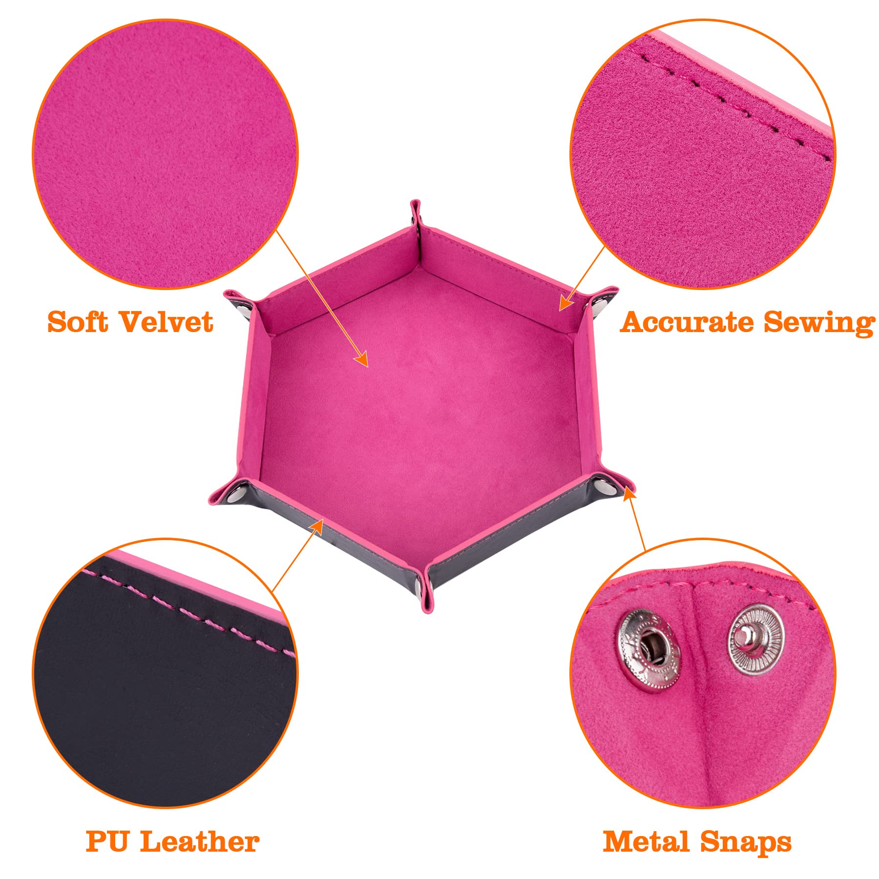 SIQUK pink PU leather dice tray close-up showing durable surface.