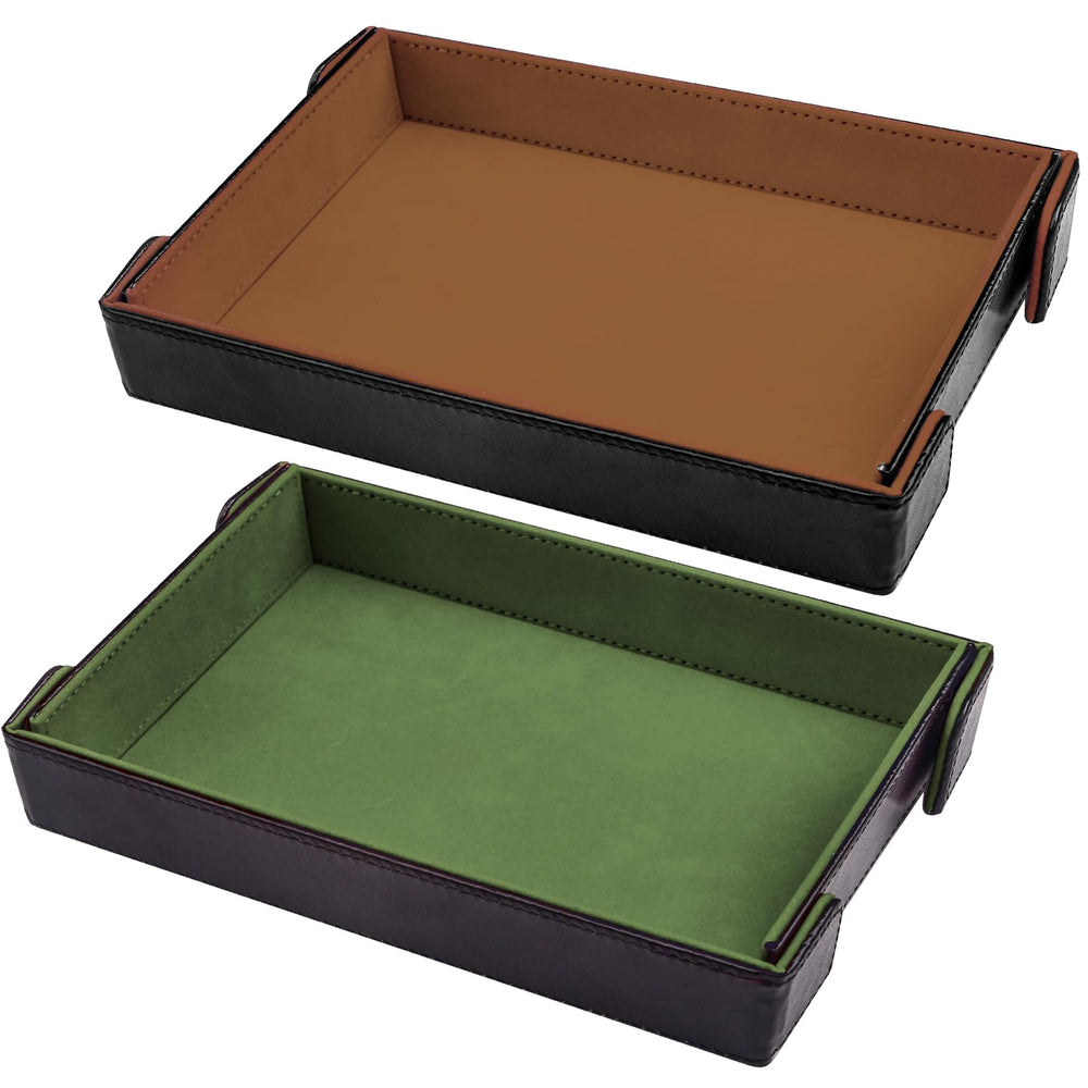 SIQUK dice tray rectangle folding green-camel, portable for quick games.