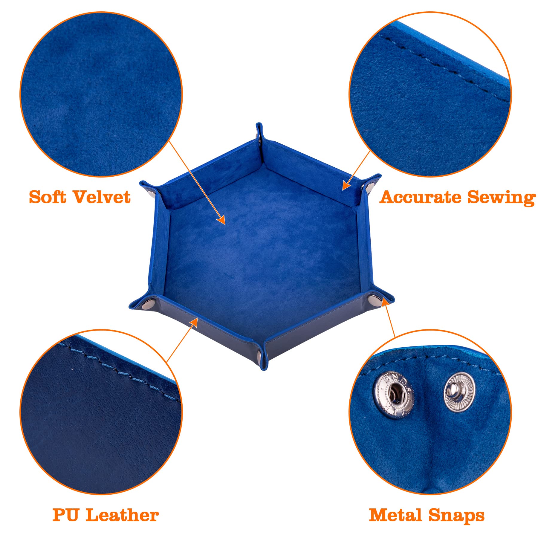 Close-up of velvet lining in SIQUK dice tray protects dice during rolls.