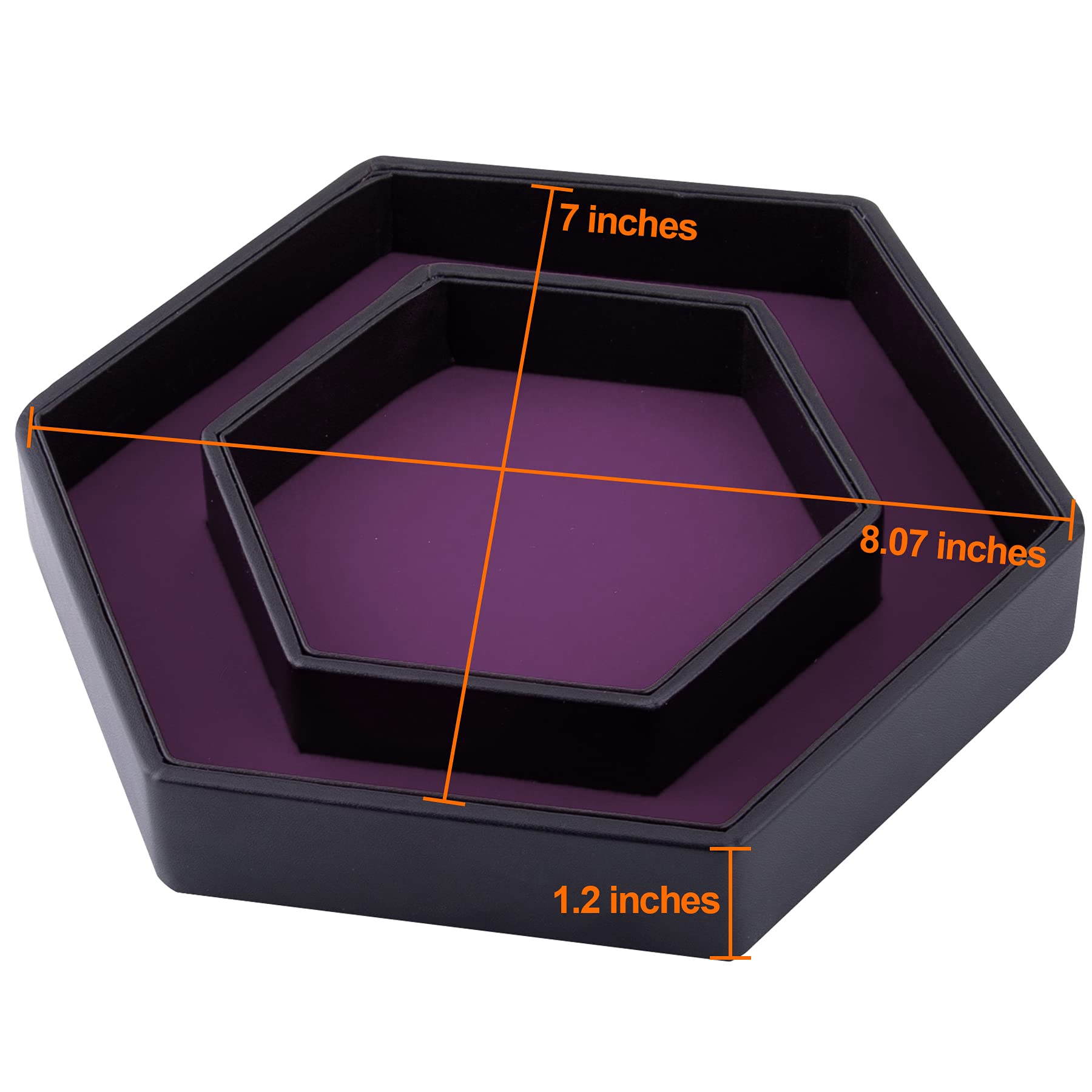 SIQUK dice tray with lid hexagon purple, dice staging area highlighted for clear rolls