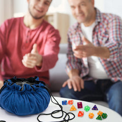 SIQUK dice bag closed with drawstring for secure storage.